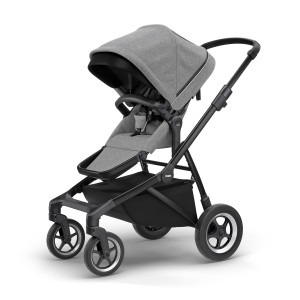 Transport copii - Carucioare Verde , Carucior Thule SLEEK Cadru Negru si Copertina Gray Melange - autogedal.ro