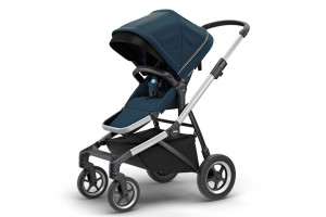 Transport copii - Carucioare, Carucior Thule SLEEK Cadru Gri si Copertina Navy Blue - autogedal.ro