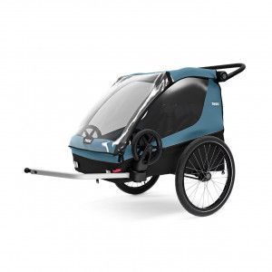 Transport copii, Remorca de bicicleta pentru transport copii Thule Courier AEGEAN BLUE 2 locuri - autogedal.ro