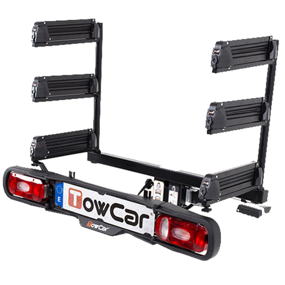 Suport ski&snowboard TowCar Aneto 4, prindere pe carlig de remorcare, 4 perechi ski-uri / 4 snowboard-uri