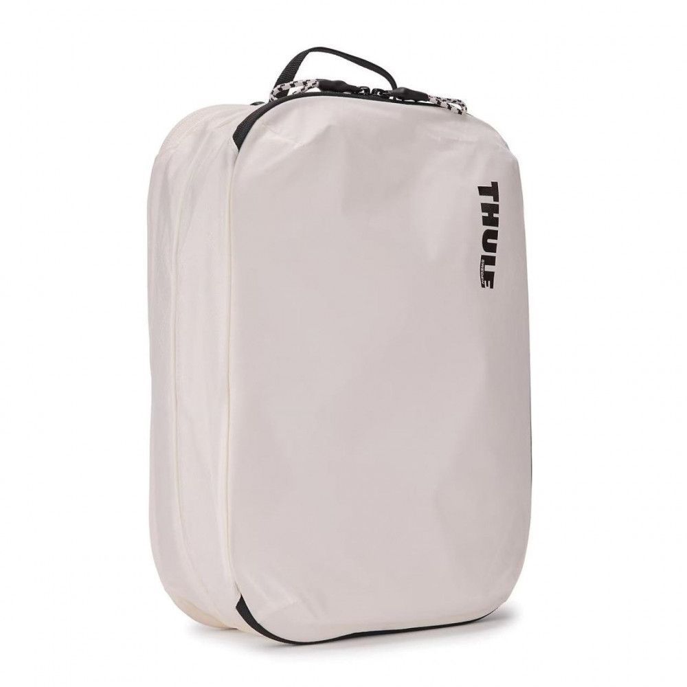 Saculet de depozitare cu 2 compartimente Thule Compression Packing Cube mediu, alb